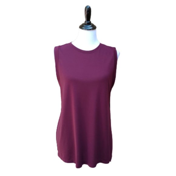 Athletic Works Plum Purple Athletic Tank Top High Neck Side Slits Workout Gym - Picture 1 of 10